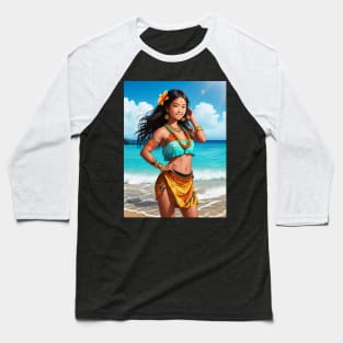 Beautiful Hawaiian Girl Baseball T-Shirt